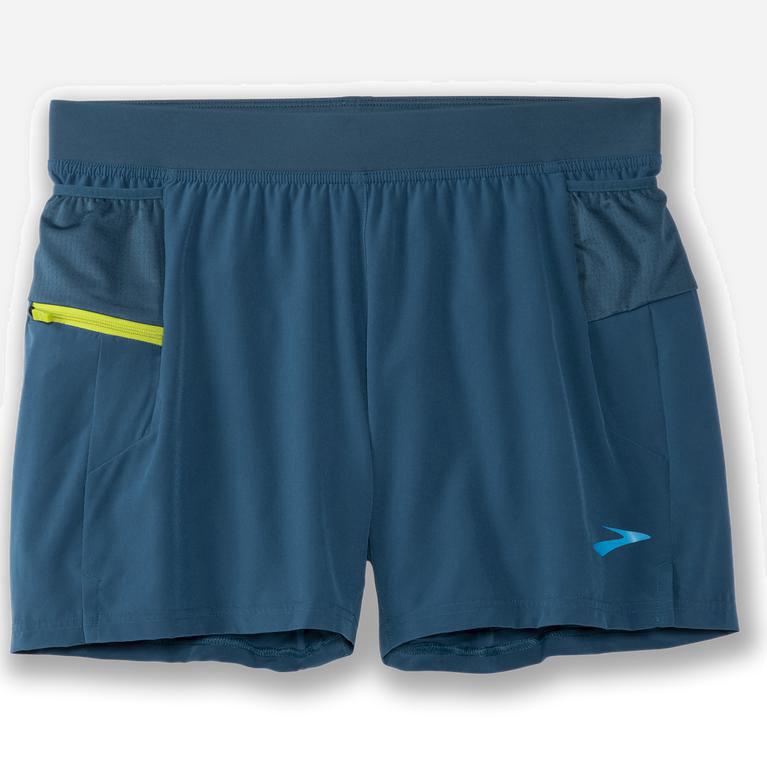 Brooks Men's Sherpa 5 2-In-1 Running Shorts Singapore - Alpine/SteelBlue/Bright Moss (64805-RVOM)